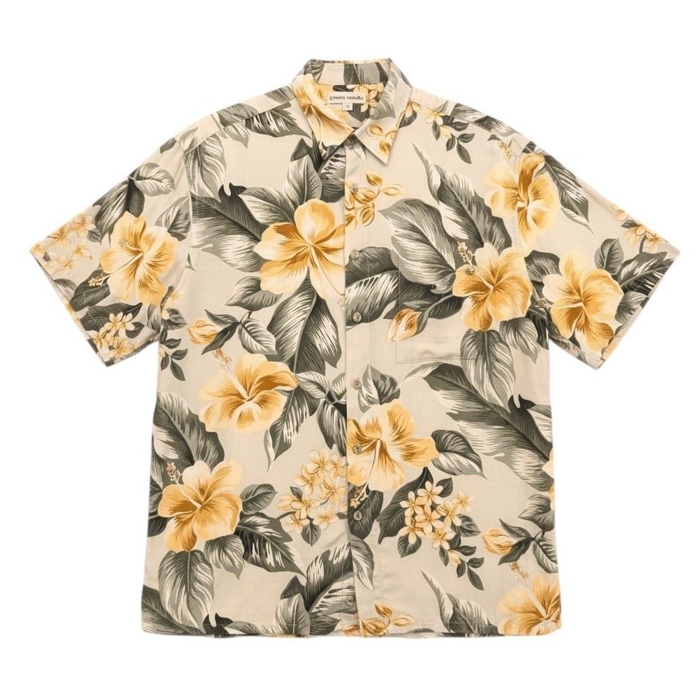 Vintage Pierre Cardin Hawaiian Yellow Shirt‎ Med